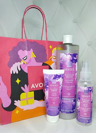 Набор подарочный avon senses "цветочный бриз" с ароматом цветов вишни 🍒 и орхидеи