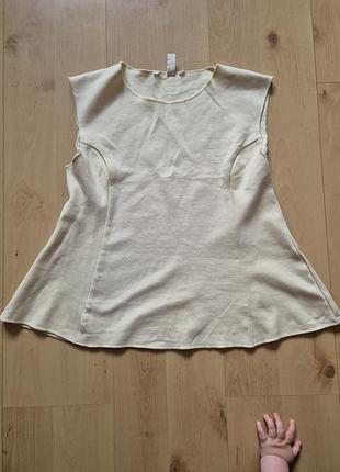 H&amp;m кремовый трикотажный топ с баской (peplum) l
