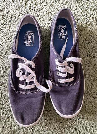 Нові кеди keds champion navy canvas темно-сині текстиль