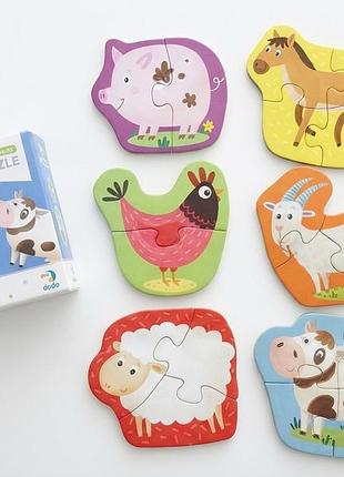 ​🐷 детские развивающие пазлы dodo "животные" (6 в 1) 🐮