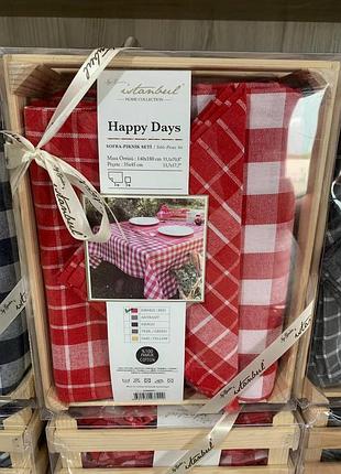 Скатертини з серветками 
туреччина 🇹🇷 
istanbul happy days
розмір: 140-180 см 
серветки: 35-45 см 5 шт
ціна: 1350