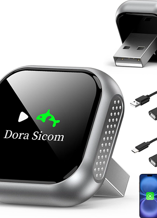 Бездротовий адаптер dora sicom 2 в 1 для carplay і android auto, бездротовий usb-адаптер для apple carplay, wi-fi 5 рр.ц, bluetooth 5.3, автоматично