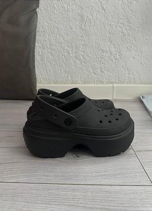 Crocs stomp slide женские черные кроксы