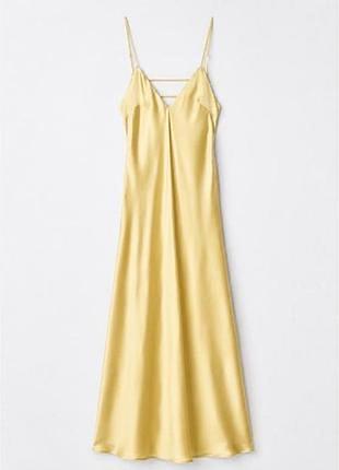 Довга атласна сукня-комбінація від zara