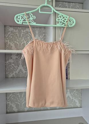 Маечка женская стильная с перьями, zara