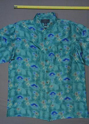 Комір 45 см  silk traders hawaii by sunrise ent.usa size xl шовкова  теніска   100% silk гудзики брендовані