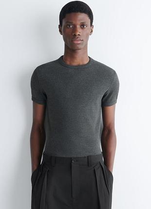 Футболка чоловіча cos slim ribbed cotton t-shirt / xs