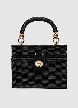 Чорна плетена сумка — zara box bag