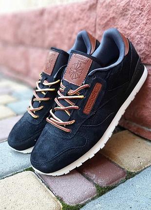 Reebok classic black white – мужские кроссовки черные на белой подошве, размер 44 (27,5 см)