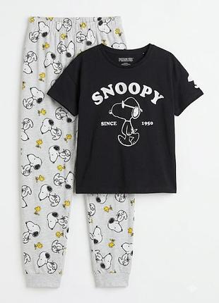 Піжама для дівчинки peanuts снупі футболка та штани bs001317, розмір 134-140