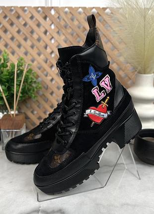 Louis vuitton laureate platform женские ботинки ботильоны платформа замша оригинал 37.5
