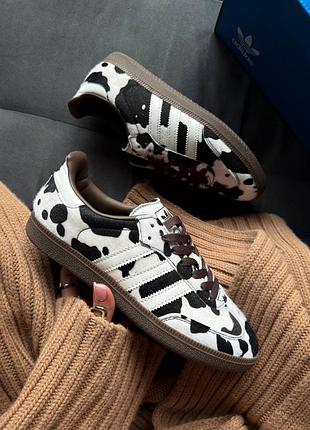 Adidas samba og cow print dark brown white