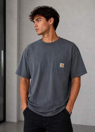 Футболка carhartt pocket tee  оригінальна футболка carhartt у темно-сірому кольорі. виконана зі щільної, приємної до тіла