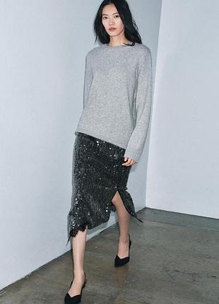Кашемировый свитер zara серого цвета