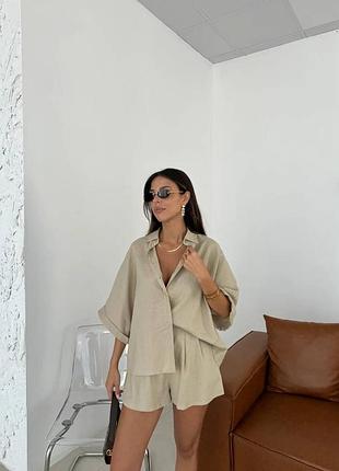 Костюм   💰ціна:1000 грн 🧶тканина: льон  📐розмір: 42-44 , 46-48 🎨колір: беж , хакі , молоко