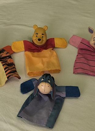 Vintage disney - игрушки на руку для домашнего театра - тигра, пятачок, осель иа, винные пух - 22 см
