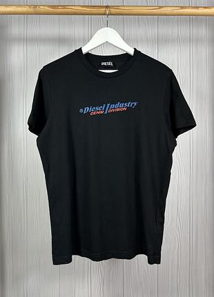 Diesel industry denim division black чорна футболка з красивим мінімалістичним дизайном м
