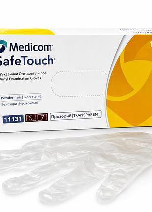 Перчатки виниловые medicom, размер м, неопудренные, прозрачные, 100 шт