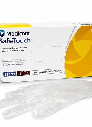 Перчатки виниловые medicom, размер s, неопудренные, прозрачные, 100 шт