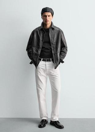 Шкіряна куртка zara чорного кольору