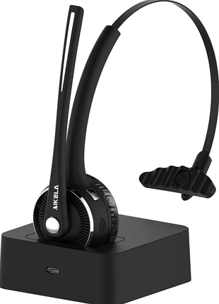 Бездротова гарнітура aikela v5.0 bluetooth з мікрофоном із шумозаглушенням, зарядною док-станцією й режимом вимкнення звуку для дому, офісу, водіїв