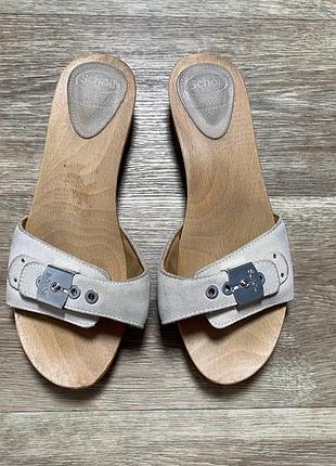 Ортопедичні тапки dr. scholl's pescura на деревʼяній підошві size 39