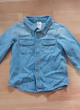 Джинсова сорочка h&m 9, 12, 18 м