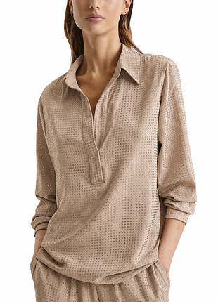 Сорочка блузка з довгими рукавами reiss nude matilda з декором