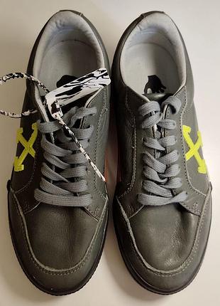 Сірі шкіряні кеди off-white vulcanized low top 39 розмір