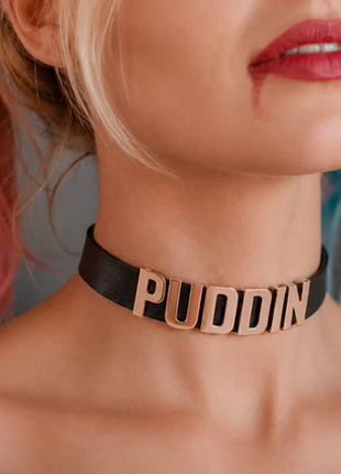 Стильний шкіряний чокер puddin у стилі harley quinn