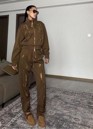 Костюм schiaparelli преміум 2026 зі стразами зіп худі штани джогери