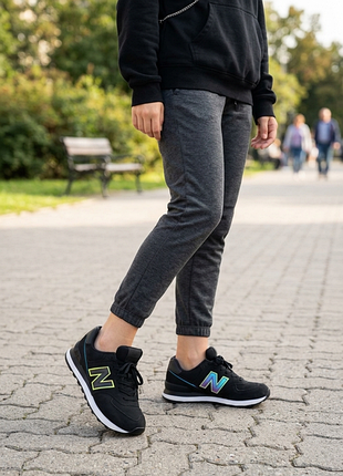Черные кроссовки new balance 574 (модель wl574clg)