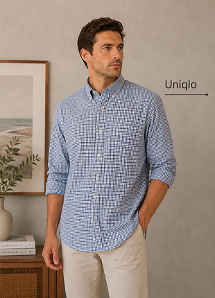 Базовая мужская рубашка из хлопка р.l uniqlo