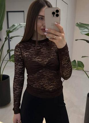 Мереживний топ з імітацією бра favorite style
