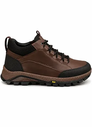 Мужские зимние кожаные ботинки кроссовки hamma titan brown