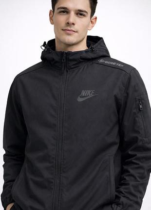 Чоловіча вітровка nike gore-tex tech fleece чорна | демісезонна куртка осінь весна водонепроникна