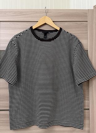 Базова смугаста футболка h&m у дрібну смужку / бавовняна футболка hm regular fit