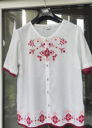 Легка бавовняна блуза-вишиванка cotton traders, 100% бавовна