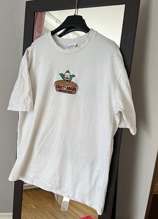 Футболка adidas originals x the simpsons krusty біла | оверсайз m | великий принт на всю спину | оригінал