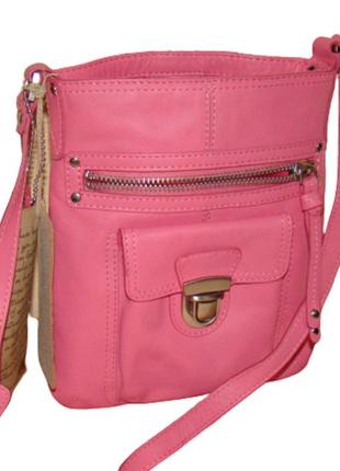 Сумка жіноча шкіряна крос боді рожева oasis