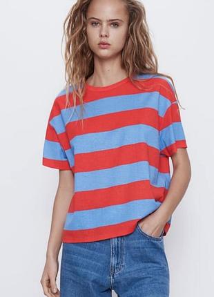 Класна бавовняна футболка у блакитну і червону смужку  zara
🌞🌞🌞🌞🌞🌞🌞🌞🌞🌞🌞