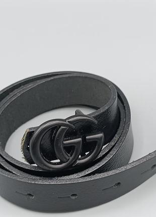 Вузький шкіряний якісний ремінь gg в стилі gucci