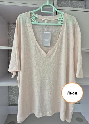 Футболка жіноча з льону нова базова батальна, h&m