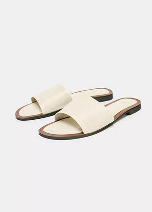Шльопанці zara шкіряні
