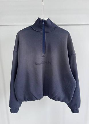 Зіп худі acne studios лого вишивка темно синій