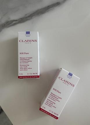 Очищувальна матувальна маска для обличчя clarins sos pure rebalancing clay mask