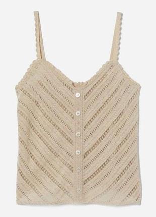 Топ майка вʼязана на ґудзиках бежева h&m котоновий