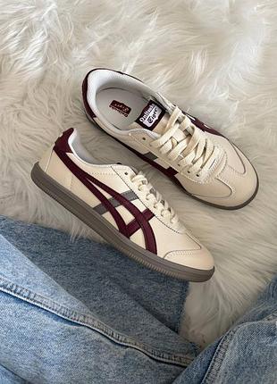 Стильні жіночі кросівки asics onitsuka tiger beige bordo leather