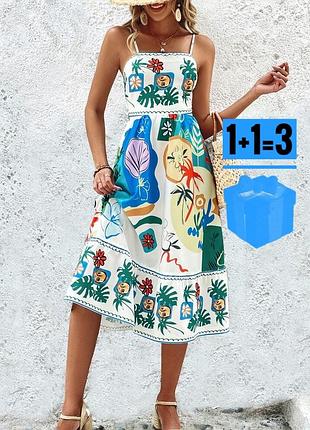 Міді сукня на бретелях в принт shein xl