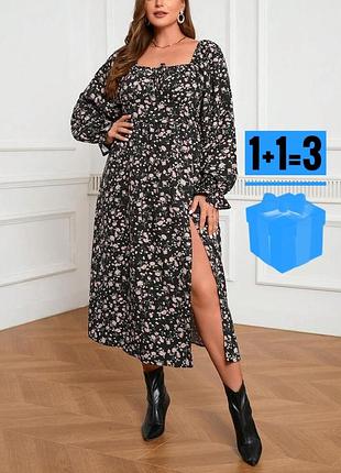 Цупка сукня із мікровельвету в квітковий принт shein 3xl